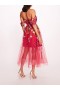Women Marchesa Dresses | Ribbons Midi Dress Fuchsia