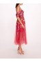 Women Marchesa Dresses | Ribbons Midi Dress Fuchsia
