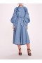 Women Marchesa Dresses | Rosette Ruffle Midi Dress Denim Blue