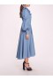 Women Marchesa Dresses | Rosette Ruffle Midi Dress Denim Blue