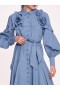 Women Marchesa Dresses | Rosette Ruffle Midi Dress Denim Blue