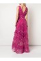 Women Marchesa Dresses | Sequin Dot Texture Tea Length Dress Fuchsia