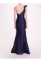 Women Marchesa Dresses | Silk Mikado Gown Navy