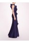 Women Marchesa Dresses | Silk Mikado Gown Navy
