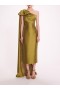 Women Marchesa Dresses | Silk Mikado Midi Dress Olive