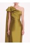 Women Marchesa Dresses | Silk Mikado Midi Dress Olive