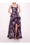 Women Marchesa Dresses | Square Neck Drape Ballgown Purple