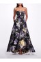 Women Marchesa Dresses | Strapless Floral Gown Black
