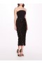 Women Marchesa Dresses | Strapless Tea-Length Rosette Pencil Dress Black