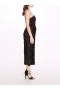 Women Marchesa Dresses | Strapless Tea-Length Rosette Pencil Dress Black