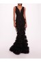 Women Marchesa Dresses | Tulle Rosette Gown Black