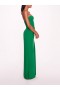 Women Marchesa Dresses | Twist Crepe Column Gown Emerald