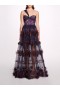 Women Marchesa Dresses | Watercolor Garland Gown Navy Multi