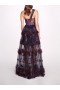 Women Marchesa Dresses | Watercolor Garland Gown Navy Multi