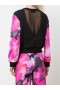 Women Marchesa Marchesa Active | Black And Pink Floral Crew Neck Sweatshirt With Mesh Cutout Back Raspberry Multi