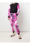 Women Marchesa Tops | Black And Pink Floral Crew Neck Sweatshirt With Mesh Cutout Back Raspberry Multi