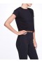 Women Marchesa Tops | Black Relaxed Crop Top With Short Sleeves Black