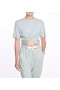 Women Marchesa Tops | Sage Green Cropped T-Shirt With Front Twist Sage