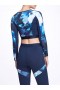 Women Marchesa Tops | Women’s Floral Long Sleeve Workout Crop Top Navy Multi