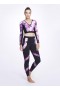 Women Marchesa Tops | Women’s Floral Long Sleeve Workout Crop Top Raspberry Multi