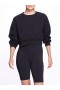 Women Marchesa Tops | Women's Black Crew Neck Cropped Sweatshirt With Mesh Cutout Back Black