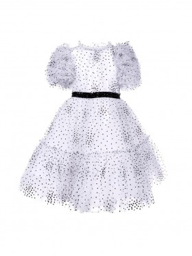 Kids Marchesa Midi Dresses | Polka Dot Tulle Dress White