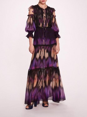 Women Marchesa Dresses | Abstract Viscose Maxi Dress Purple Multi