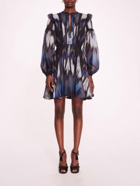 Women Marchesa Dresses | Abstract Viscose Mini Dress Blue Multi