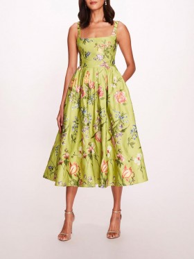 Women Marchesa Dresses | Alex Midi Dress Spring Green Multi
