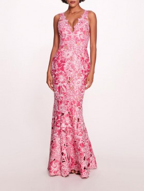 Women Marchesa Dresses | Anthousai Gown Fuchsia Ivory