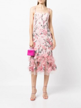 Women Marchesa Dresses | Butterfly Murmuring Midi Dress Dusty Pink