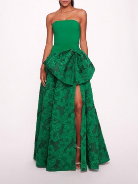 Women Marchesa Dresses | Calathea Gown Emerald