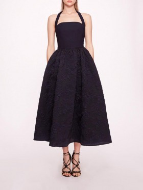 Women Marchesa Dresses | Calathea Halter Dress Navy