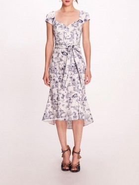 Women Marchesa Dresses | Daylily Dress Ivory Navy