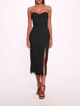 Women Marchesa Dresses | Draped Bodice Crepe Dress Black