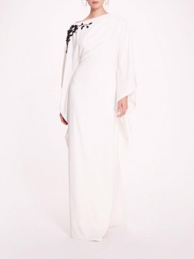 Women Marchesa Dresses | Embroidered Draped Kaftan White