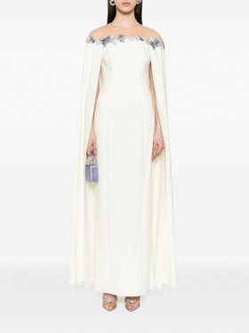 Women Marchesa Dresses | Embroidered Illusion Gown Ivory