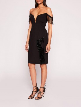 Women Marchesa Dresses | Flutter Mini Dress Black
