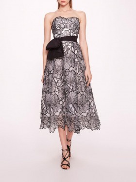 Women Marchesa Dresses | Iris Cutwork Midi Dress Ivory Black