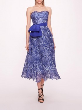 Women Marchesa Dresses | Iris Cutwork Midi Dress Navy