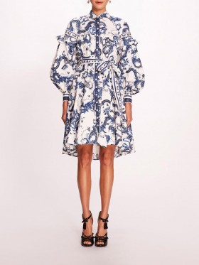 Women Marchesa Dresses | Laurel Shirtdress Blue Multi