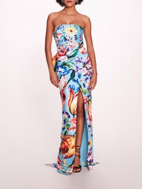 Women Marchesa Dresses | Mikado Gown Sky Blue Multi