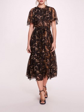 Women Marchesa Dresses | Monarch Midi Dress Black Multi