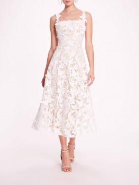 Women Marchesa Dresses | Organic Lace Midi Dress Ivory