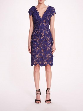 Women Marchesa Dresses | Organic Lace Mini Dress Navy