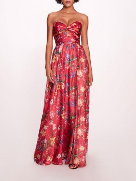 Women Marchesa Dresses | Ribbons Cape Gown Fuchsia