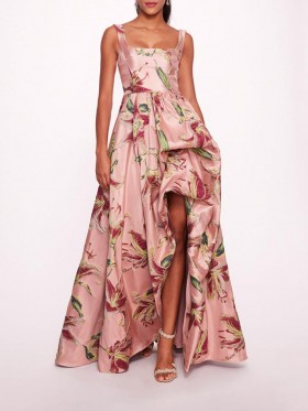 Women Marchesa Dresses | Square Neck Drape Ballgown Pink