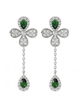 Women Marchesa Jewelry | Floral White Gold Drop Earrings White Gold