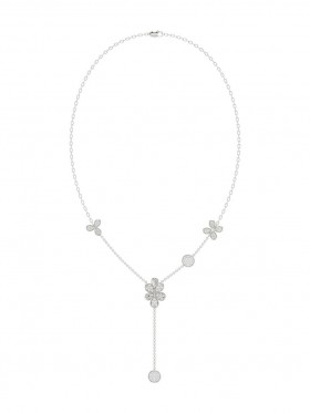 Women Marchesa Jewelry | Floral White Gold Y Necklace White Gold