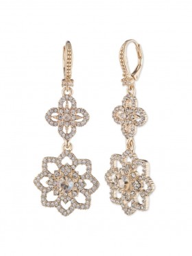 Women Marchesa Jewelry | Gold Lace Double Drop Earring Gold